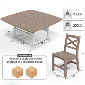 9-Piece HDPE Outdoor Dining Set with Umbrella Hole