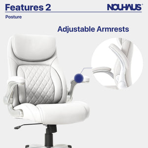 Ergonomic PU Leather Office Chair with Click-5 Lumbar Support