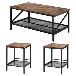 3-Piece Industrial Coffee & End Table Set