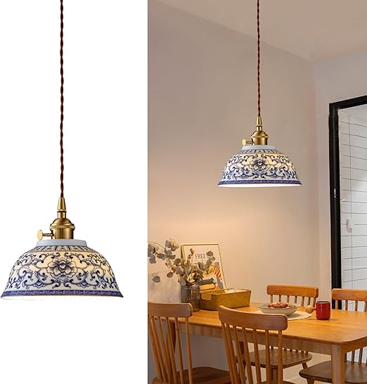 Ceramic Blue & White Porcelain Pendant Light