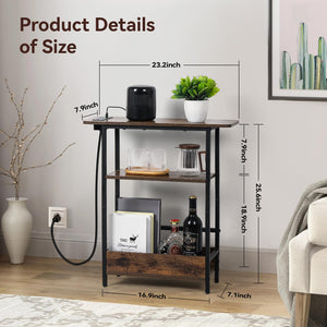 Narrow Side Table with USB-C Charging Station