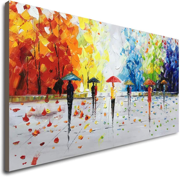 Abstract Landscape Oil Painting on Canvas – Hand Painted Wall Art