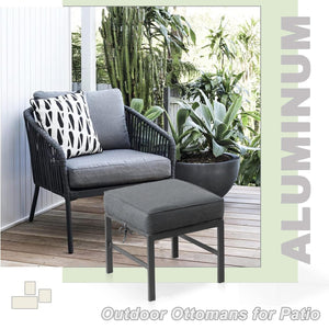 Aluminum Outdoor Ottoman Set of 2 with Cushions
