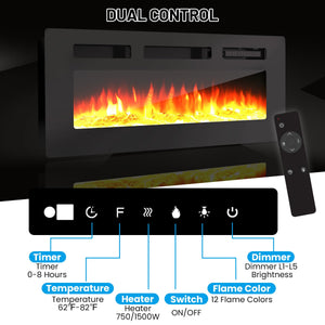 70" Fireplace TV Stand with Electric Heater & LED Colors