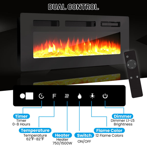 70" Fireplace TV Stand with Electric Heater & LED Colors