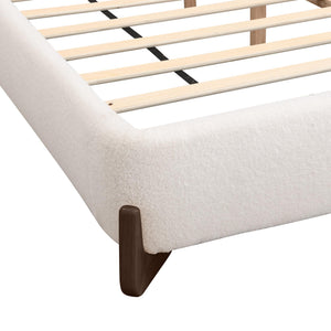 King Boucle Upholstered Bed Frame with Headboard