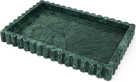 Natural Marble Decorative Tray with Fluted Edge