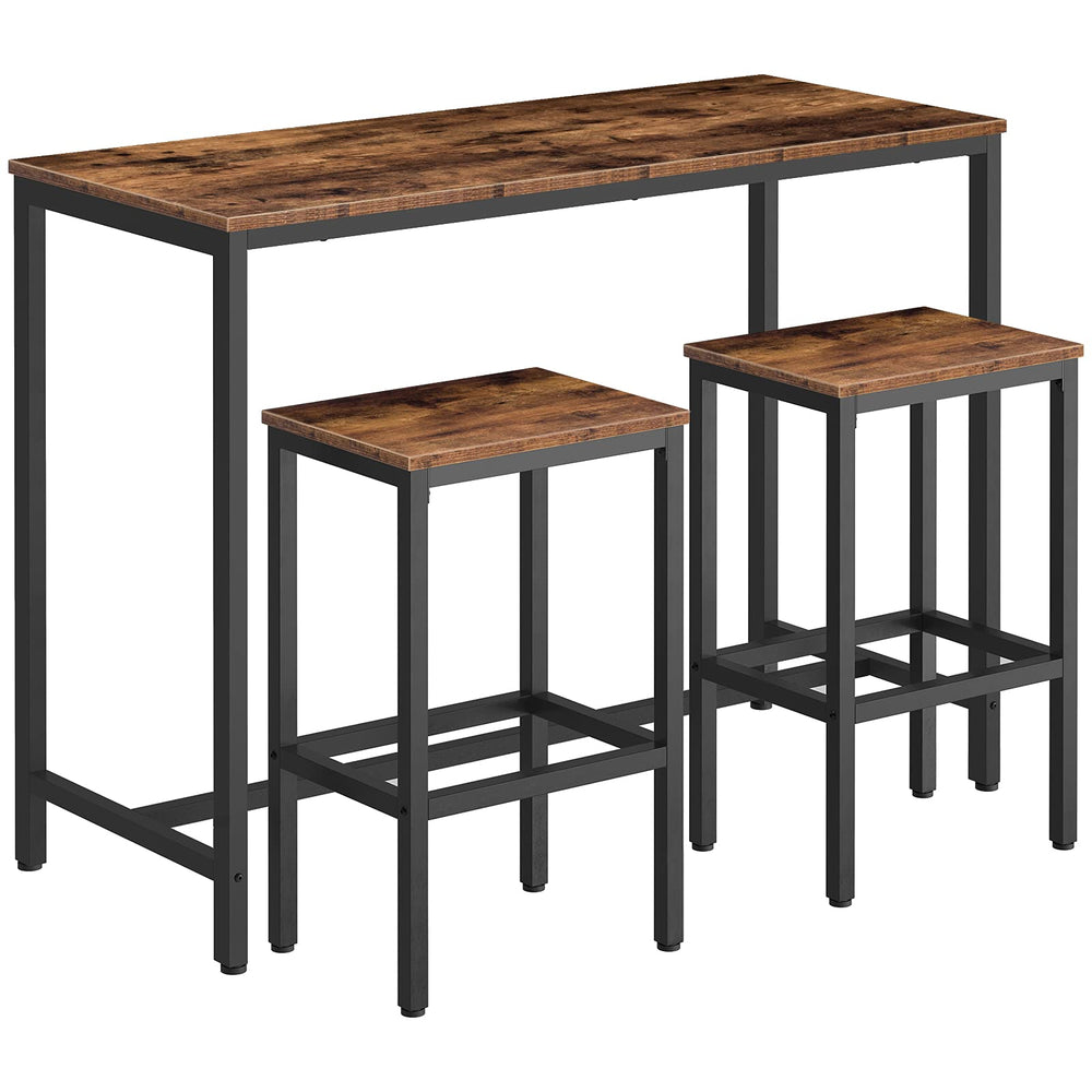 3-Piece Bar Table and Stools Set, 47.2" Rectangular High Top Pub Table