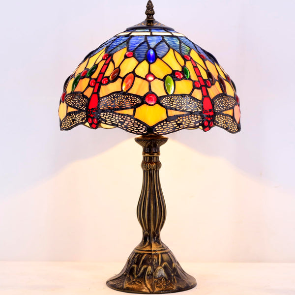 Tiffany Style Stained Glass Dragonfly Table Lamp