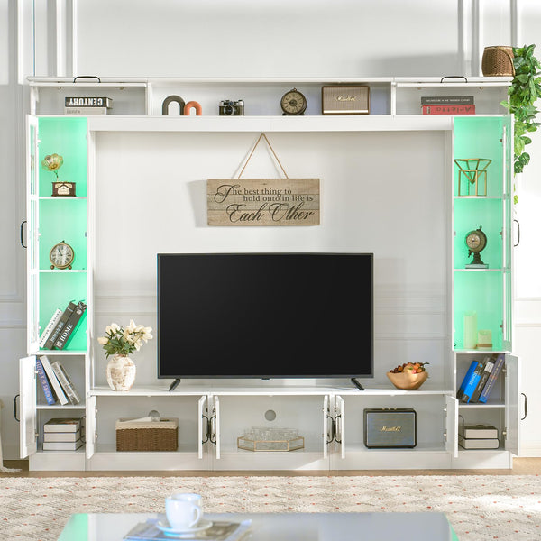 98" Wall Unit TV Stand with LED Lights
