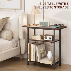 3-Tier Narrow Side Table with Storage – Industrial End Table for Living Room & Bedroom