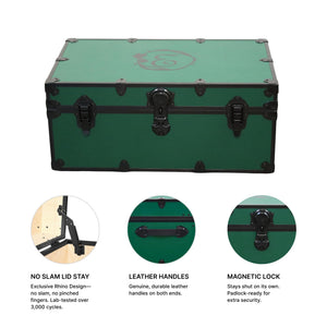 Green & Black Storage Trunk with Monogram – 30"x17"x13" Footlocker