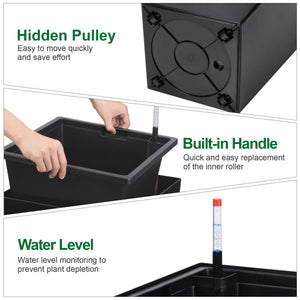 Tall Self-Watering Outdoor Planters Set of 2 with Drainage & Water Level Monitor