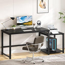 63-Inch Computer Desk with Printer Shelf & PC Tower Stand