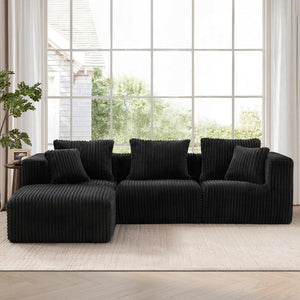 L-Shaped Modular Sectional Sofa with Ottoman – Deep Seat Cloud Couch, No Assembly, 4-Seat