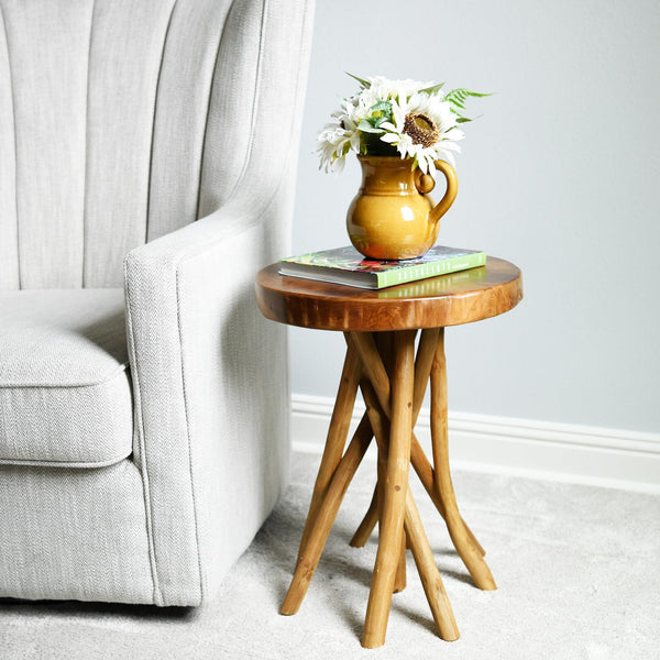 Teak Wood Stick Leg End Table