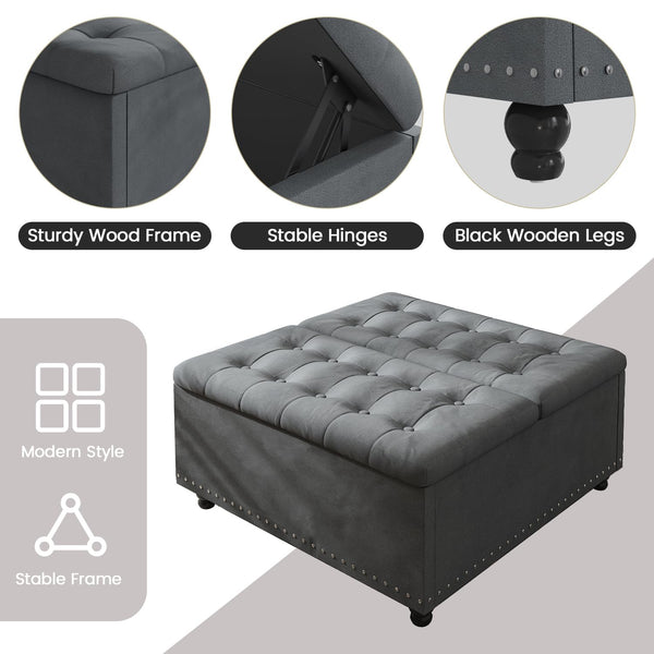 Large Square Storage Ottoman with Lift Top