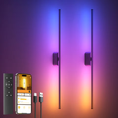 40-Inch Rechargeable Smart Wall Sconces Set of 2 with App & Remote Control