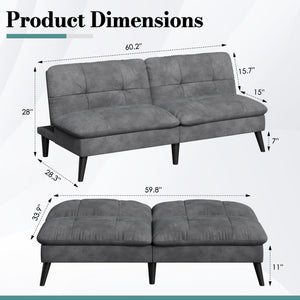Convertible Futon Sofa Bed with Adjustable Backrest