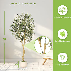 Faux Olive Tree with Weighted Planter