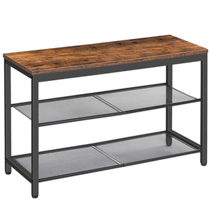 3-Tier Shoe Bench with Mesh Shelves