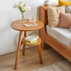 2-Tier Solid Wood Round End Table