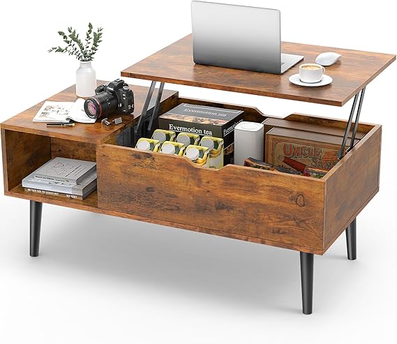 Lift Top Coffee Table with Storage and Hidden Compartment