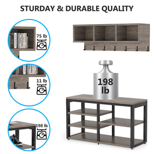Industrial Hall Tree with Bench & Shoe Storage