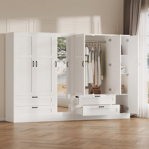 Armoire Wardrobe Closet with Mirror & Drawers