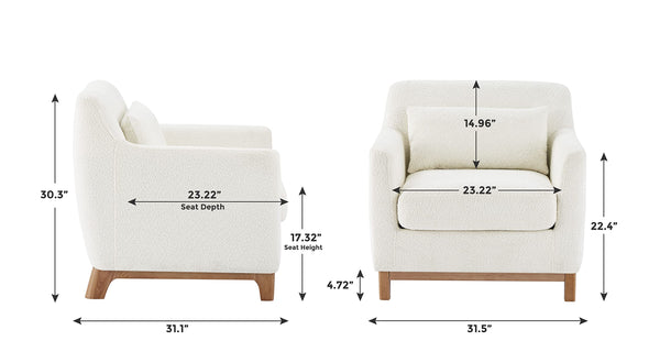 Oversized Accent Armchair with Wood Base