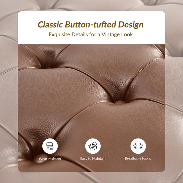 Leather Square Ottoman Coffee Table