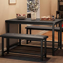3-Piece Dining Table Set with 2 Upholstered Benches
