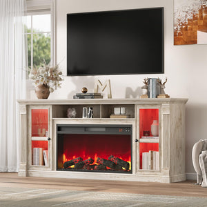 70" Farmhouse TV Stand with 36" Electric Fireplace