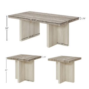 3-Piece Coffee Table Set with Two End Tables