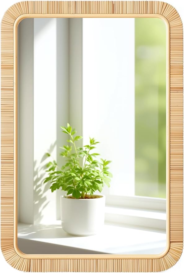 Boho Rattan Wall Mirror