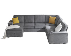 U-Shaped Sectional Sofa with Storage Chaise & Charging Ports
