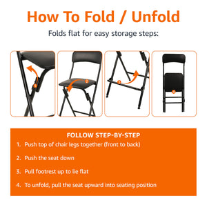 Folding Bar Stool with Footrest, Set of 2