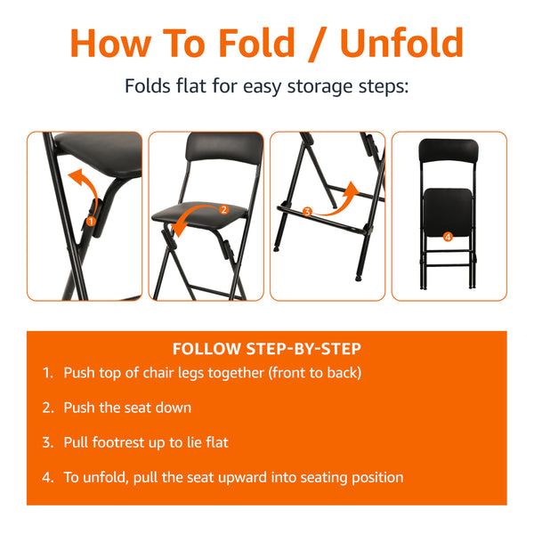 Folding Bar Stool with Footrest, Set of 2