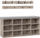 Shoe Storage Bench with Cushion & Coat Rack