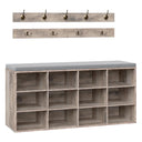 Entryway Shoe Storage Bench with Cushion & Coat Rack, 12 Cubbies, 330 lb Capacity