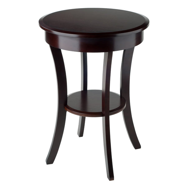 Round Wood Accent Table with Drawer and Shelf