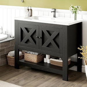 36-Inch Farmhouse Bathroom Vanity with Ceramic Sink
