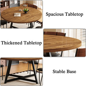 59-Inch Round Dining Table – Seats 6-8, Metal Pedestal Base