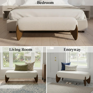 Upholstered Boucle Bedroom & Entryway Bench