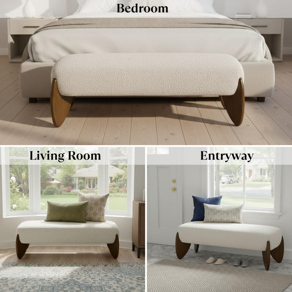 Upholstered Boucle Bedroom & Entryway Bench