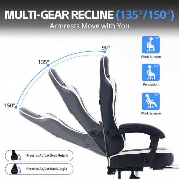High Back Ergonomic Gaming Chair with Pocket Spring Cushion