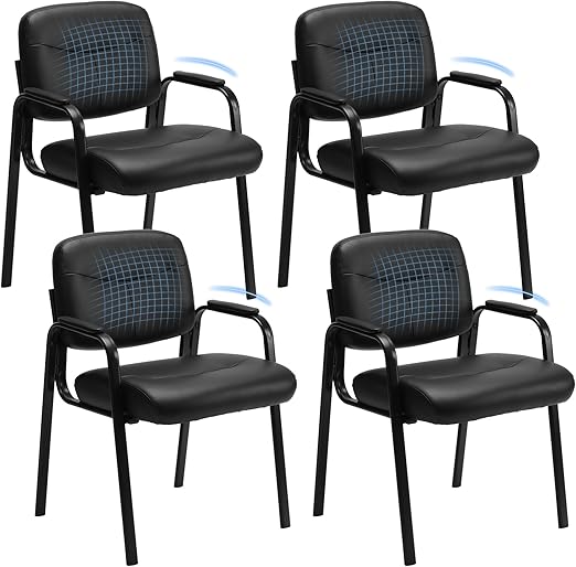 Leather Reception Chair with Padded Arms – No Wheels