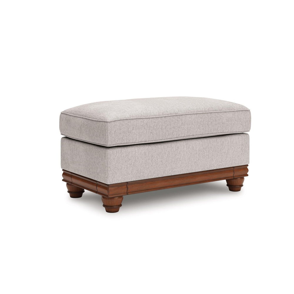 Farmhouse Upholstered Ottoman with Turned Legs