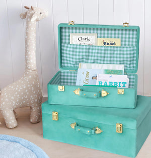 Velvet Storage Trunks Set of 2 with Gold Hardware Accents