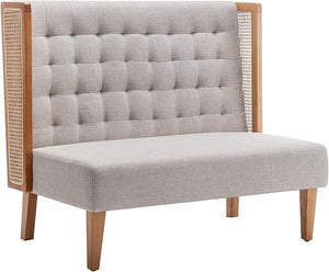Mid-Century Modern Loveseat with Rattan Arms